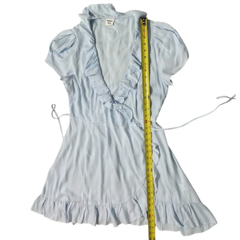 NWT SUNDAY BEST Aritzia Blue Asymmetrical Wrap Dress - Picture 15 of 16